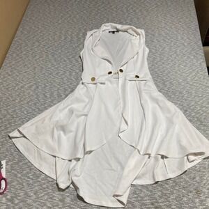 Love yourself White sleeveless long open cardigan women S. SKU-B467